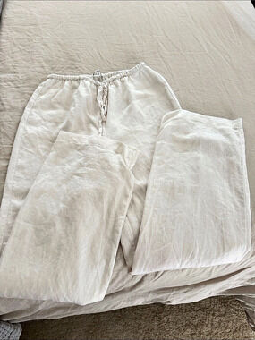 Reformation Wide Leg Lined Linen Pants White XS Like New